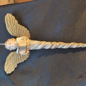 AVAILABLE- Icicle with Angel head tipped in gold with Tim wings. 7.5" tall